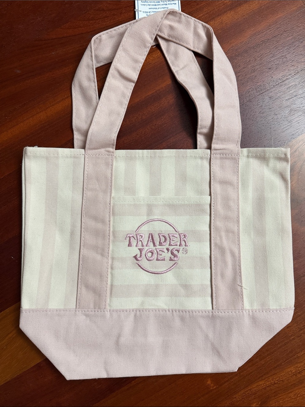 Trader Joe's Pink Stripe Canvas Tote